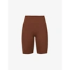 Girlfriend Collective High-rise Stretch-recycled Polyester Shorts In Earth