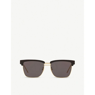 Gucci Gg0603s 56 Acetate Rectangular Acetate Sunglasses In Grey