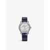 Chopard Stainless Steel 278608-3003 Happy Sport Alligator-embossed Leather, Stainless-steel And 1.49ct Diamo In Stainless Steel