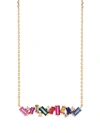 SUZANNE KALAN 18KT ROSE GOLD, RAINBOW SAPPHIRE AND DIAMOND BAR NECKLACE