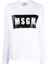 Msgm Printed French Cotton-terry Sweatshirt In 白色