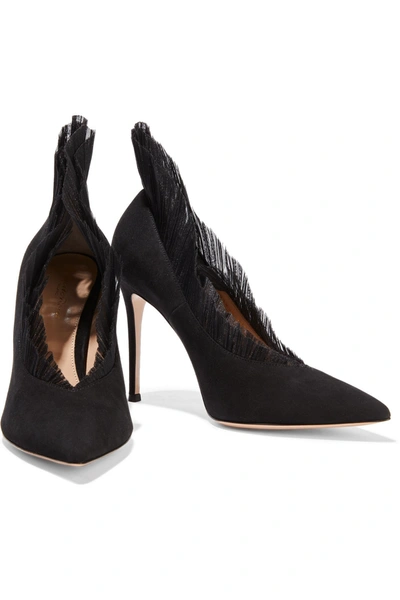 Gianvito Rossi Divine 105 Ruffled Tulle And Suede Pumps In Black
