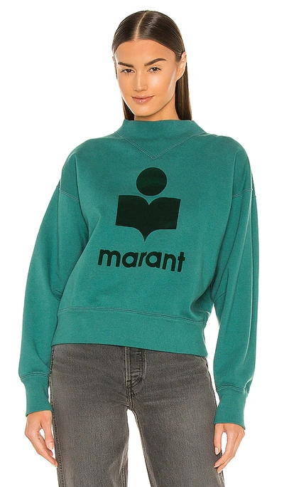 Isabel Marant Étoile Flocked-logo Mock-neck Sweatshirt In Green