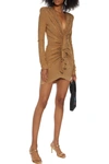 ALEXANDRE VAUTHIER CRYSTAL-EMBELLISHED RUCHED STRETCH-JERSEY MINI DRESS,3074457345626561659