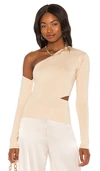 Cult Gaia Womens Sand Teri One-shoulder Stretch-knit Top S In Neutral