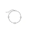 Tory Burch Roxanne Silver-plated Cubic Zirconia Chain Bracelet In Worn Silver