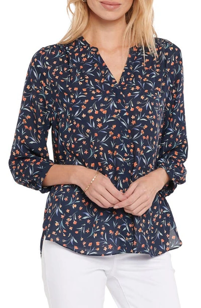 Nydj High/low Crepe Blouse In Fillmore Floret