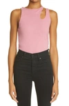 K.ngsley Romain Cutout Cotton Jersey Tank Top In Pink