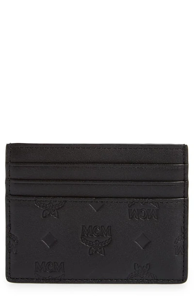 Mcm Klara Leather Card Case With Money Clip In Black
