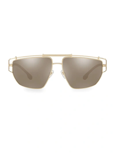 Versace 57mm Irregular Hexagon Sunglasses In Pale Gold