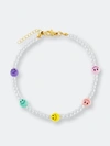 ADINAS JEWELS ADINA'S JEWELS MULTI PASTEL SMILEY FACE PEARL ANKLET