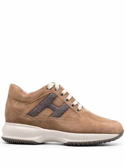 Hogan Interactive Low-top Suede Sneakers In Beige