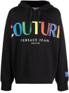 Versace Jeans Couture Logo-print Organic Cotton Hoodie In Black