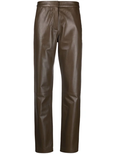 Federica Tosi Straight-leg Leather Trousers In Brown