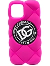 Dolce & Gabbana Dg Logo Quilted Iphone 12 Pro Rubber Case In Fuchsia