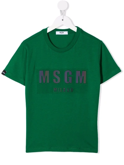 Msgm Logo-print Cotton T-shirt In Grün