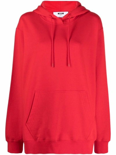 Msgm Logo-print Cotton Hoodie In Rot