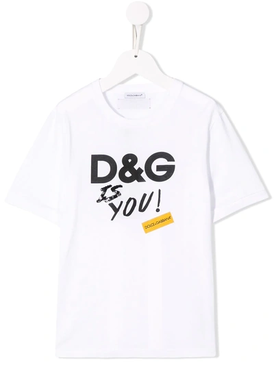 Dolce & Gabbana Kids' Slogan Print T-shirt In White