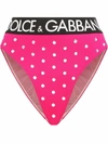 Dolce & Gabbana Spandex High-waisted Briefs With Rhinestones And Branded Elastic In Pink