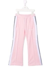 Palm Angels Pink Technical Fabric Trousers With Logo Print In Pink