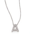 Roberto Coin Tiny Treasures 0.08 Tcw Diamond & 18k White Gold Initial Necklace