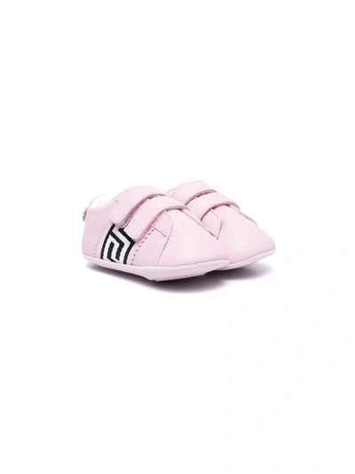 Versace Babies' Greca-print Touch-strap Trainers In Pink