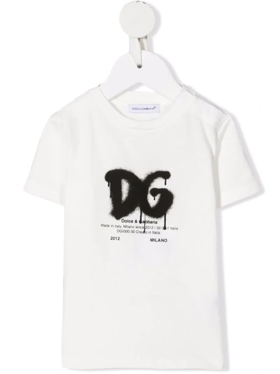 Dolce & Gabbana Babies' Logo-print T-shirt In White