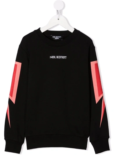 Neil Barrett Kids' Thunderbolt-printed Sleeves Sweatshirt In Black