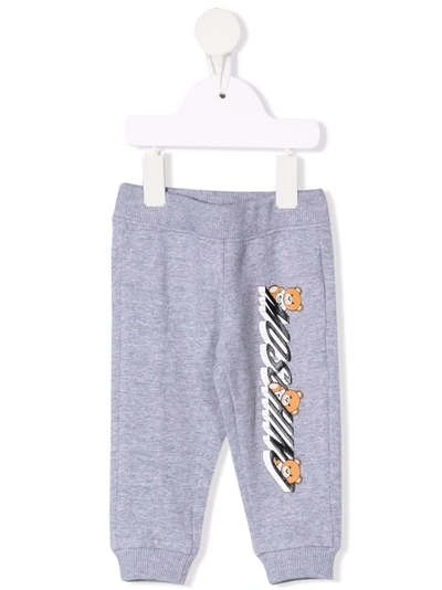 Moschino Babies' Logo-print Cotton Track Pants In Grey