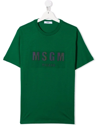 Msgm Kids' Logo-print T-shirt In Green