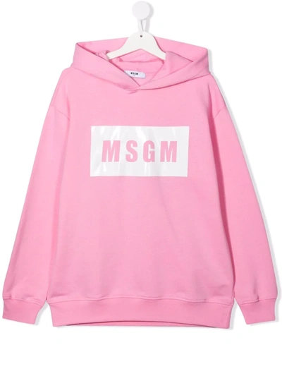 Msgm Babies' Teen Logo-print Pullover Hoodie In Pink