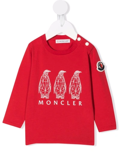 Moncler Babies' 图案印花卫衣 In Red