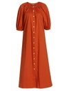 Staud Vincent Maxi Shirtdress In Rust