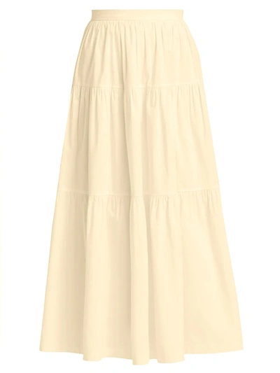 Staud Sea Tiered Midi Skirt In Ginger