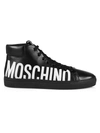 MOSCHINO MEN'S LOGO LEATHER HIGH-TOP SNEAKERS,400014048759
