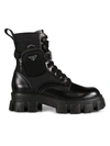 Prada Mens Black Monolith Pouch-embellished Leather And Recycled-nylon Ankle Boots In Black