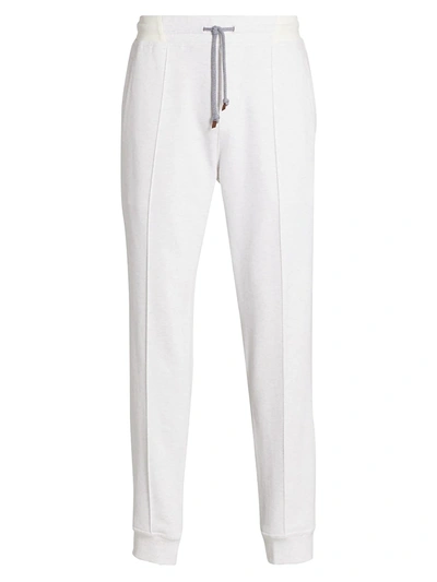 Brunello Cucinelli Drawstring Cotton Track Trousers In White