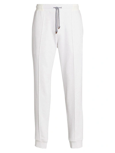 Brunello Cucinelli Drawstring Cotton Track Pants In White