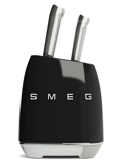 Smeg 6-piece Stainless Steel Knife Set In Black