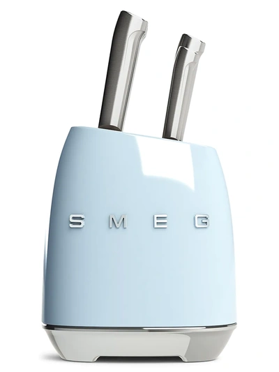 Smeg 6-piece Stainless Steel Knife Set In Pastel Blue