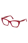 Tom Ford 54mm Blue Cat Eye Light Blocking Glasses In Shiny Pink