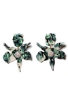 Lele Sadoughi Small Crystal Lily Earrings In Green Abalone
