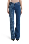 VERSACE GRECA LOGO STRAIGHT LEG JEANS,10012721A00592