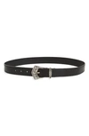 Etro Engraved-buckle Leather Belt In Black