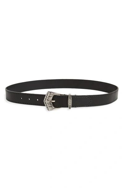Etro Engraved-buckle Leather Belt In Black