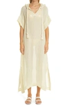 LISA MARIE FERNANDEZ LINEN BLEND HOODED COVER-UP CAFTAN,2021HS311 CCG