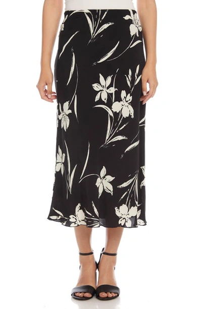 Karen Kane Floral Bias Cut Midi Skirt