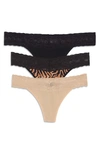 Natori Bliss Perfection Lace Trim Thong In Zebra/black/cafe