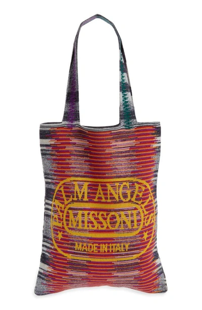 Palm Angels X Missoni Logo Knit Wool Blend Tote In Multicolore