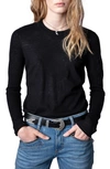 Zadig & Voltaire Miss Cp Arrow Embellished Cashmere Sweater In Noir